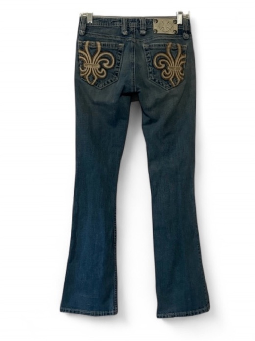 Y2K Miss Me Embellished Pocket Leather Trim Bootcut Jeans